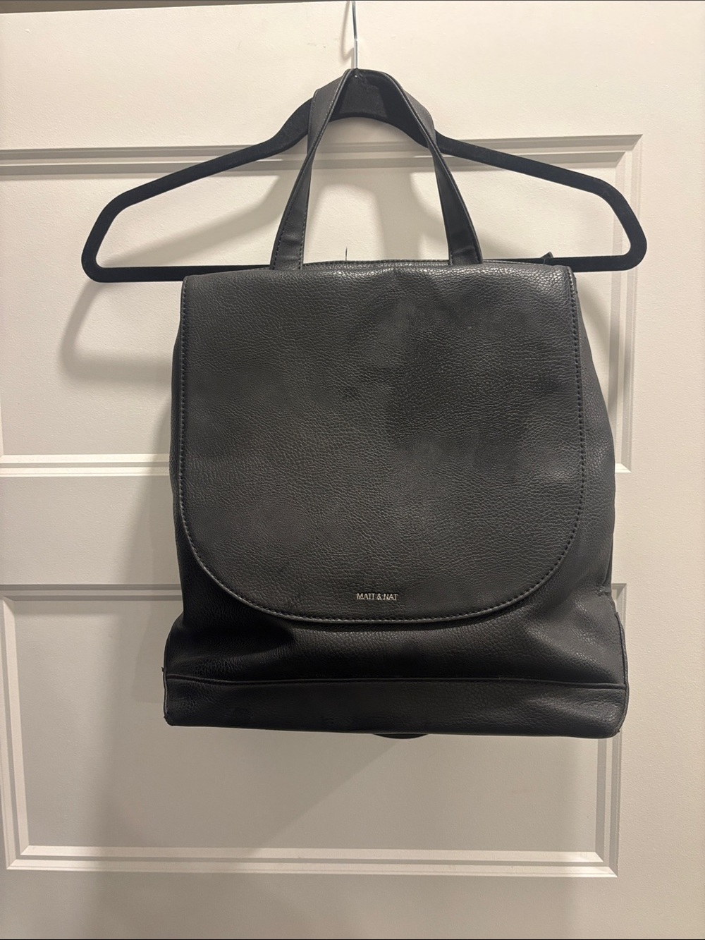 Matt & Nat Black Vegan Leather Convertible Backpack Tote